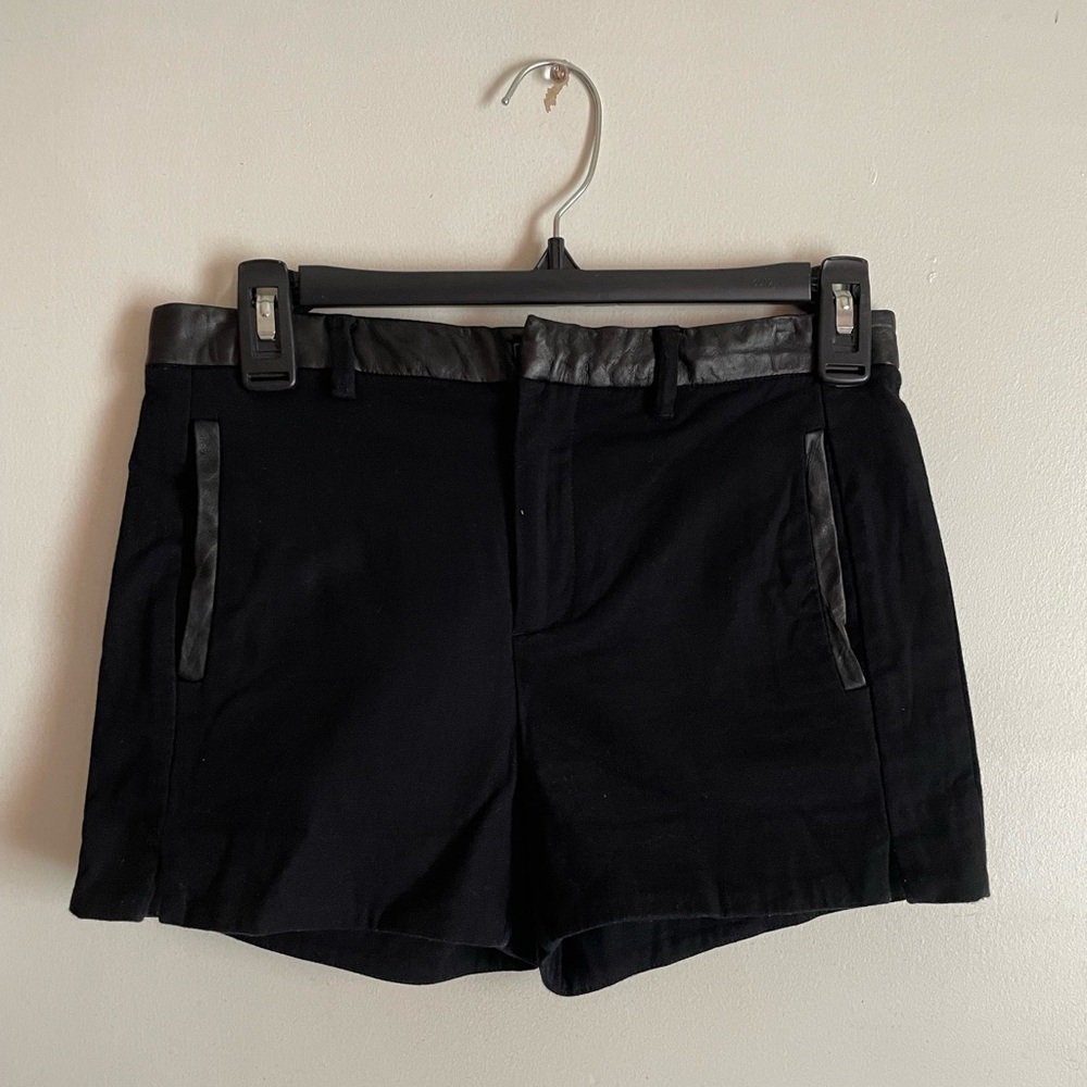 Madewell 1937 Black Shorts w/ Leather Details